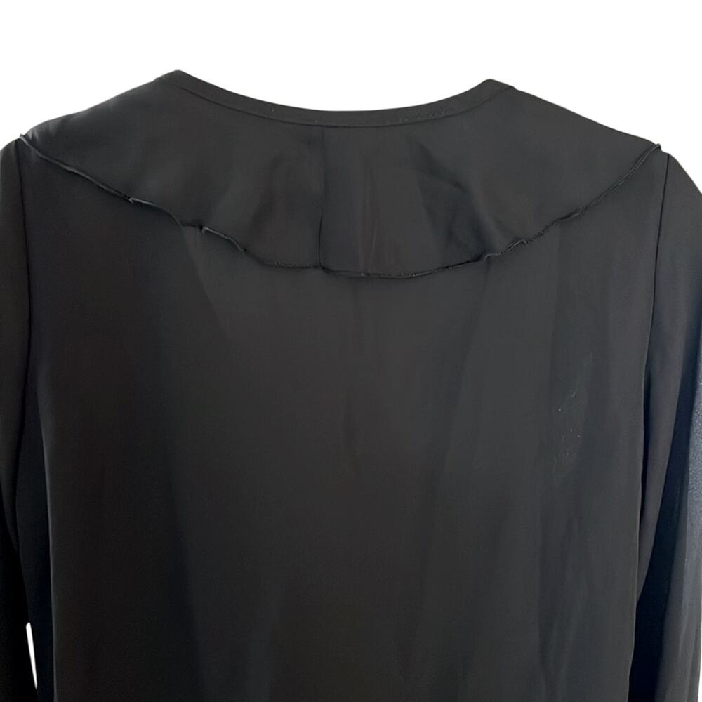 Commense Black Sheer Ruffle Front Blouse - Picture 7 of 8